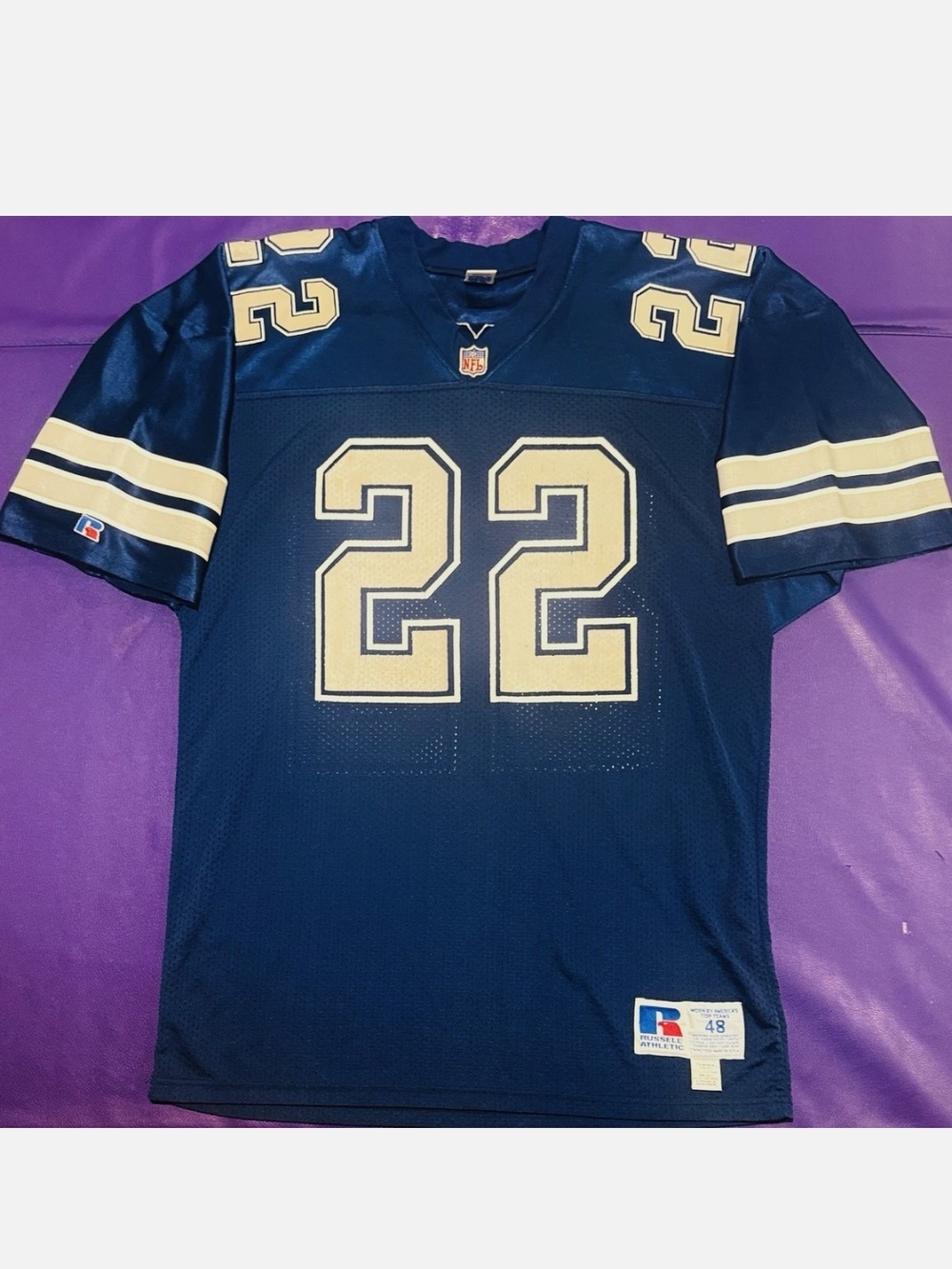 Russell Athletic Navy Jersey with Cream Number 22